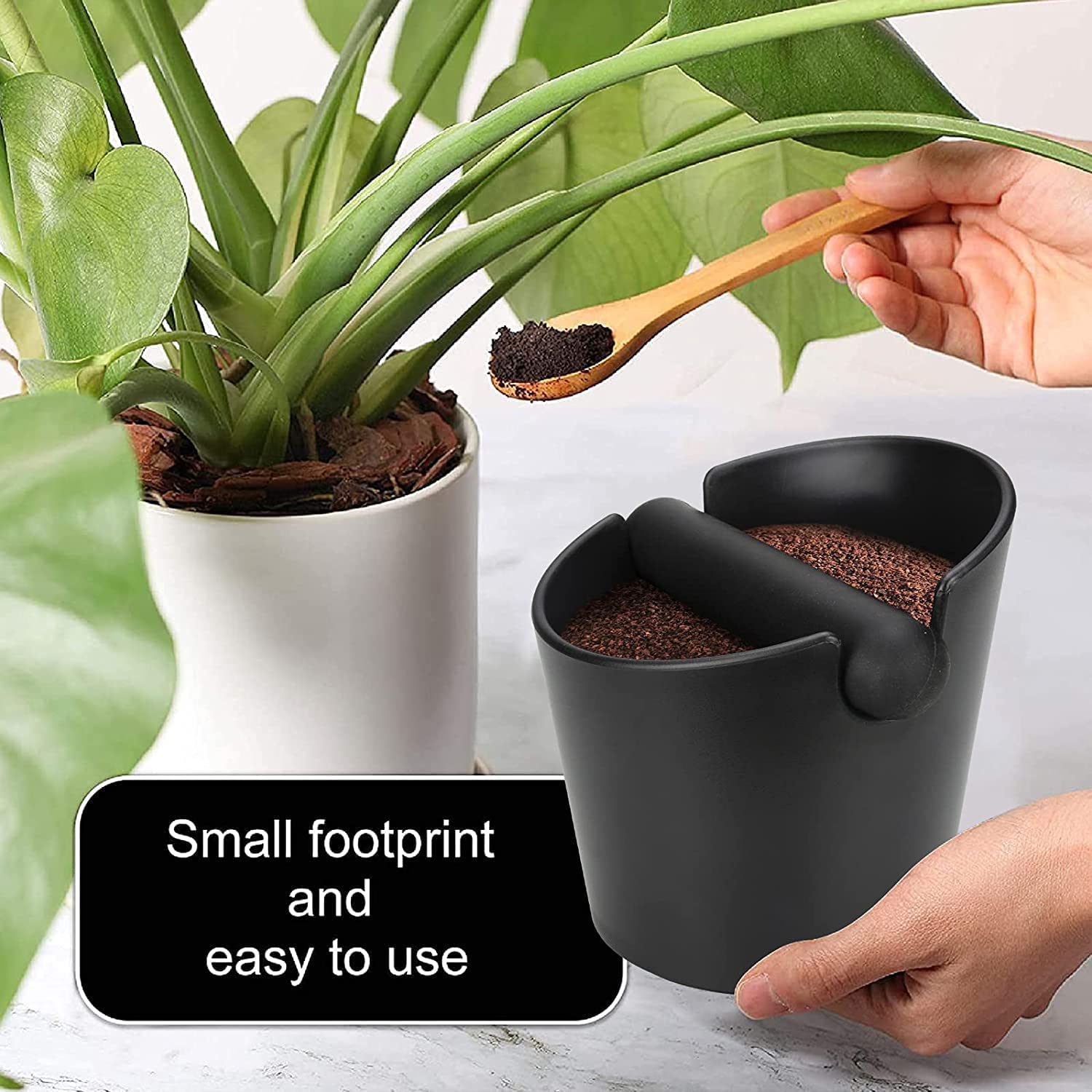 Ailelan 4.8 Inch Espresso Knock Box - Durable Barista Style Coffee Grounds Bin with Shock-Absorbent Design, Removable Knock Bar & Non-Slip Base - Perfect for Home & Commercial Coffee Stations (Round)