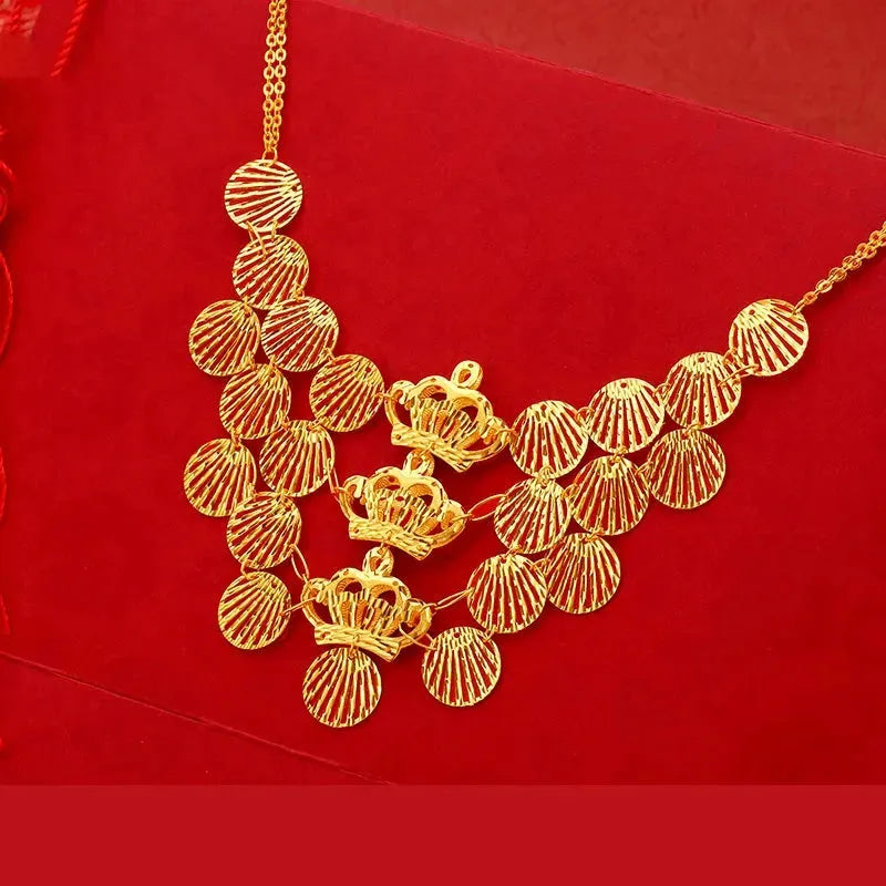 24K Pure Gold Necklace Real AU 999 Solid Gold Chain for Women - Elegant Classic Party Jewelry Gift for Her - Trendy & Upscale Fine Jewelry for Weddings, Anniversaries & Special Occasions - 2023 New Arrival