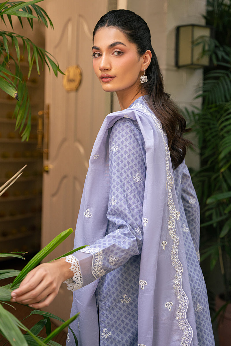 Lilac Whisper 3-Piece Embroidered Lawn Suit for Women - Elegant Floral Design, Breathable Fabric - Perfect for Weddings, Parties & Summer Outfits
