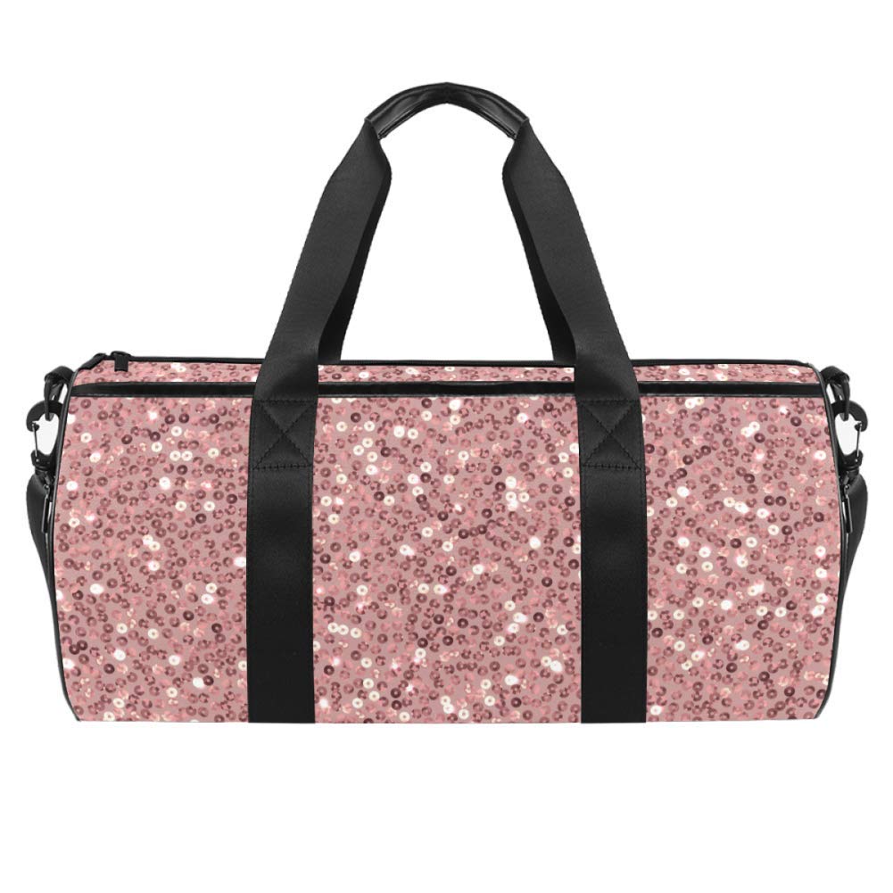 Anna Cowper Rose Gold Sequins Print Duffel Bag - Stylish Shoulder Carry Canvas Travel Bag for Women, Perfect for Gym, Sports, Dance, Travel & Weekender Getaways - Great Gift for Fashion Lovers
