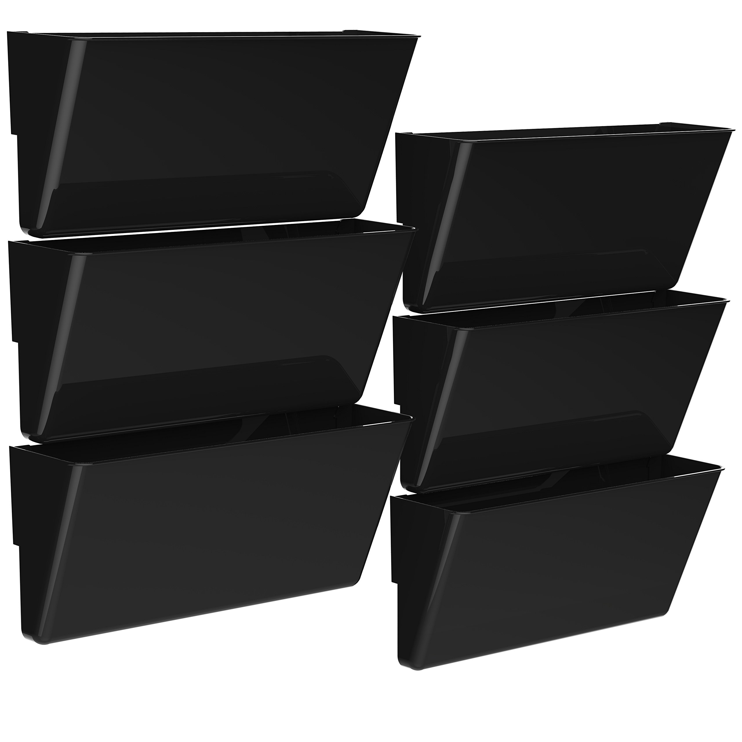 Storex Legal-Size Magnetic Wall Pocket – Heavy-Duty Plastic File Organizer with Strong Magnet Holds 5lbs, Black, 6-Pack (70226A06C) – Perfect for Office, Home, or Classroom Organization