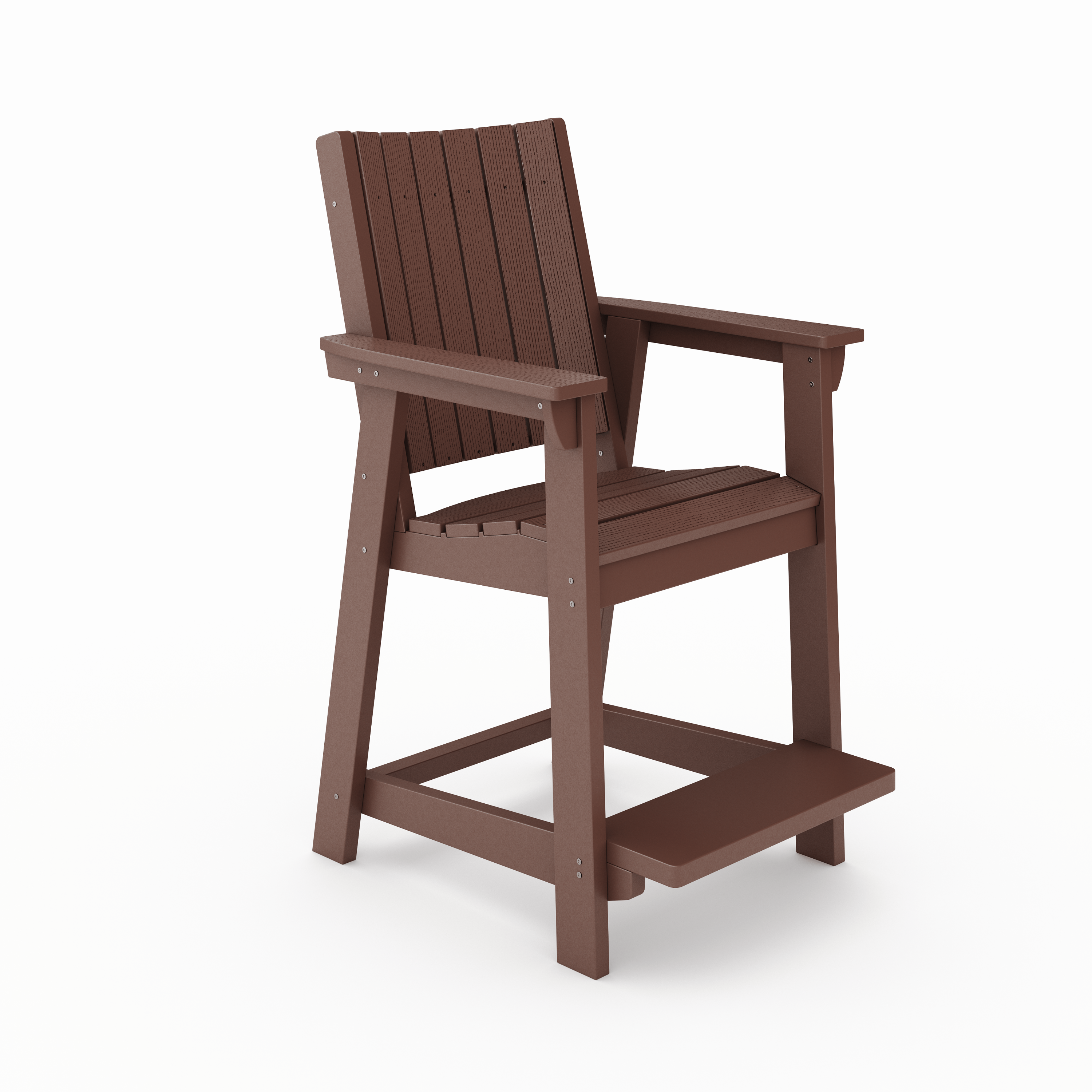 Modern Brown Counter Height Chair - Durable HDPE Poly Lumber Dining Stool for Kitchen, Bar, Patio & Outdoor Use - Perfect for Restaurants, Cafes and Garden Relaxation