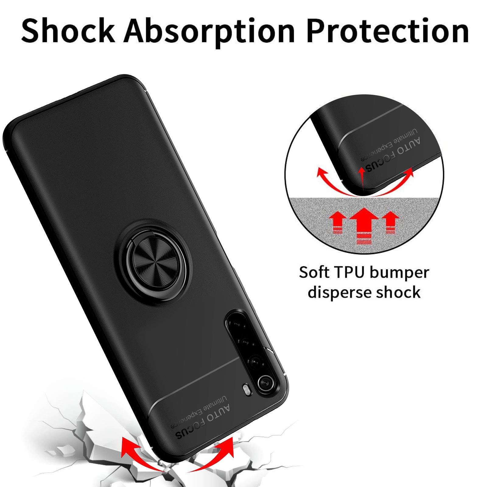 Premium Shockproof Case with Tempered Glass Screen Protector for Xiaomi Redmi Note 8T | Carbon Fiber & Silicone Hybrid Design | 6.3
