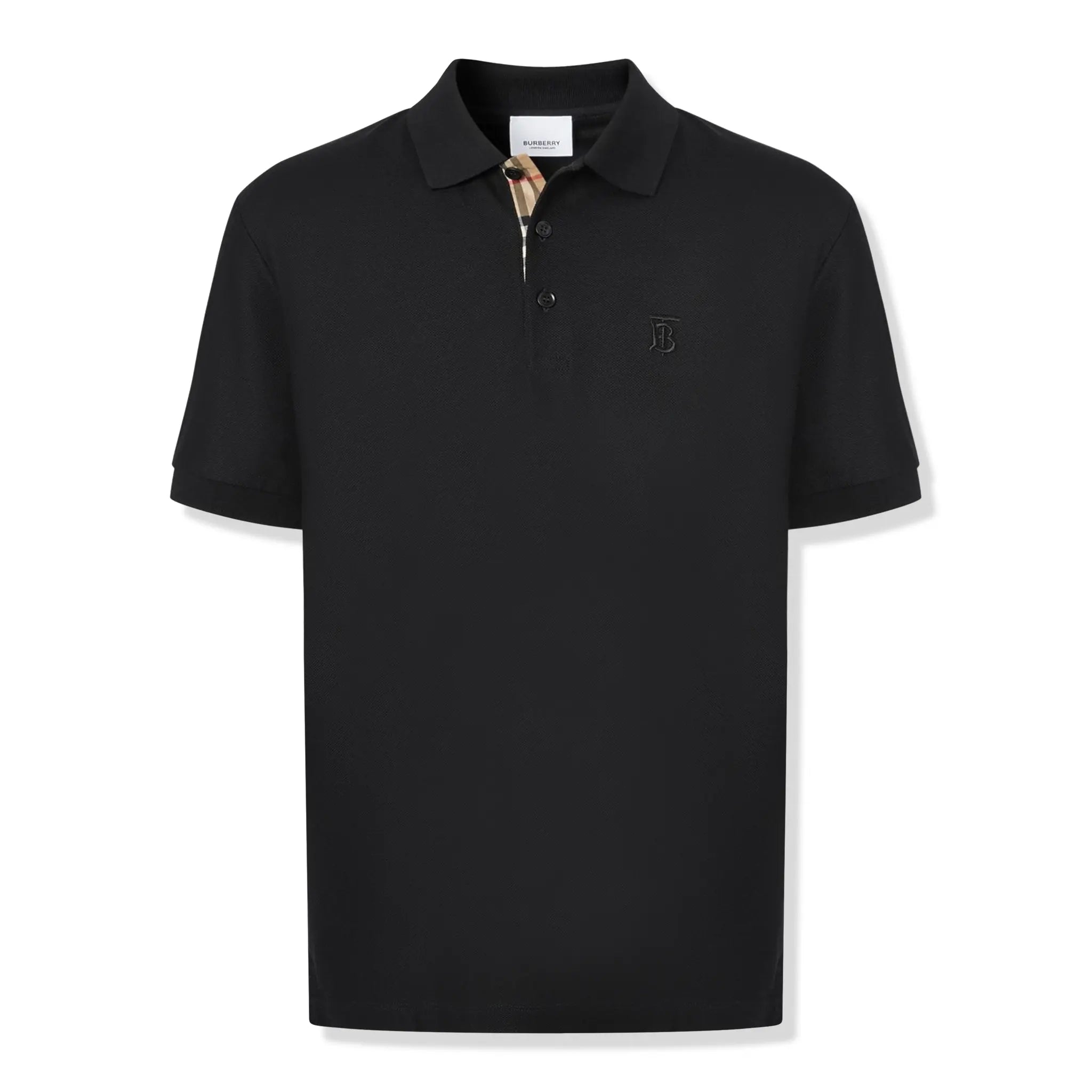 Burberry Eddie Logo Pique Cotton Black Polo Shirt for Men - Classic Luxury Casual Wear for Business, Golf & Everyday Outfits
