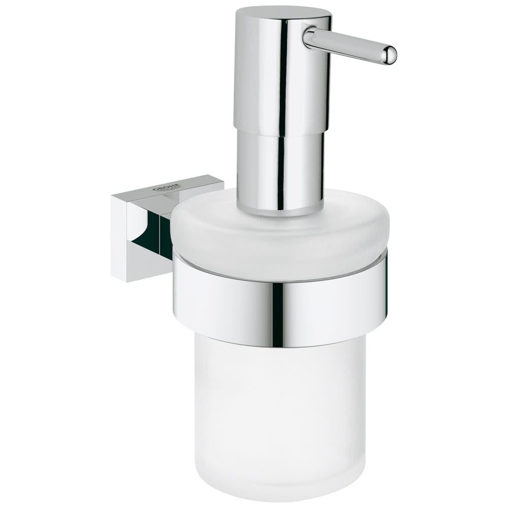 Grohe 40756001 Essentials Cube Soap Dispenser with Holder - Modern Touchless Bathroom Soap Dispenser for Kitchen & Bathroom Countertops