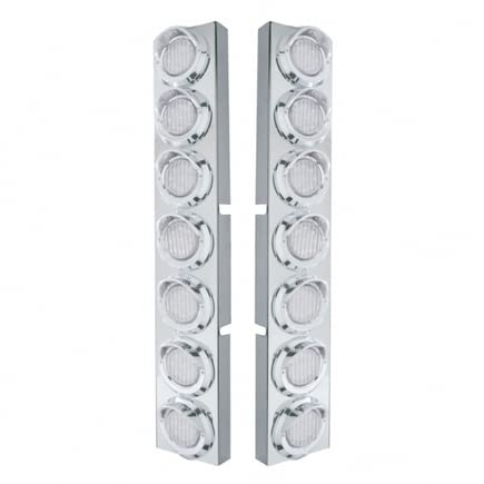United Pacific 33625 Stainless Steel Air Cleaner Light Bar with Bracket - Amber LED Clearance/Marker Light, Clear Lens, Chrome Bezels & Visors (9 LEDs per Light) | Compatible with Kenworth Trucks | Perfect for Truck Upgrades & Nighttime Visibility