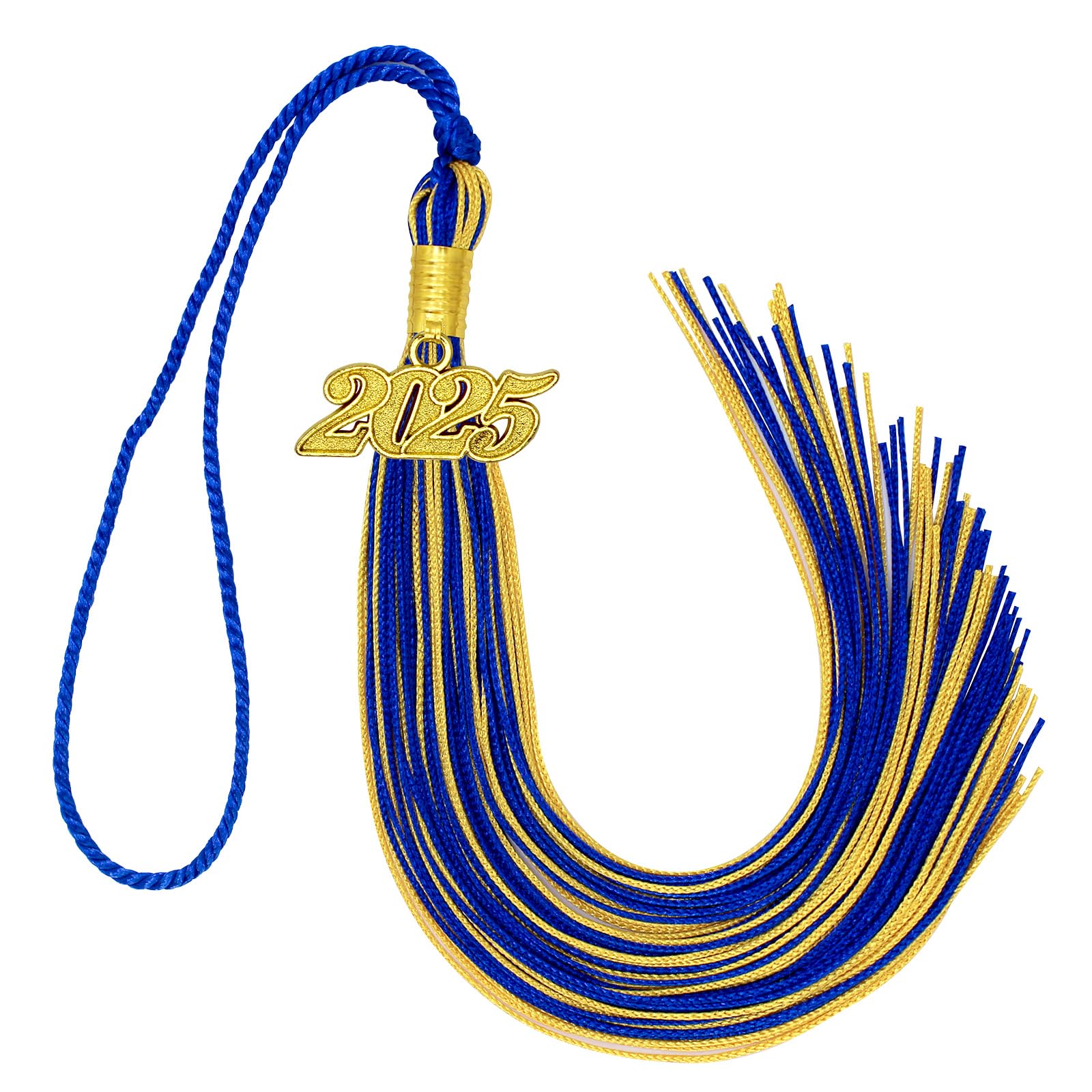 2025 Graduation Tassel - Royal Blue & Gold with 2025 Charm | Academic Ceremony Accessory for High School & College Graduates | Perfect for Commencement, Yearbook Photos & Graduation Parties