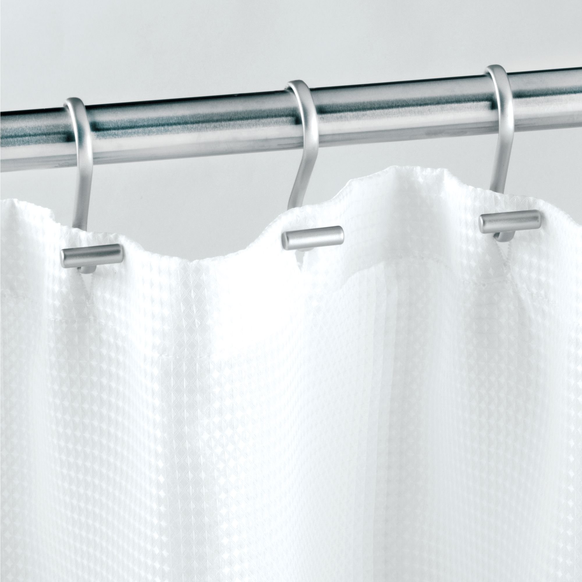 iDesign Metal T-Bar Shower Curtain Hooks - 12 Pack Chrome Finish for Bathroom Decor, Modern Shower Accessories - Perfect for Bathroom Renovation and Home Upgrade