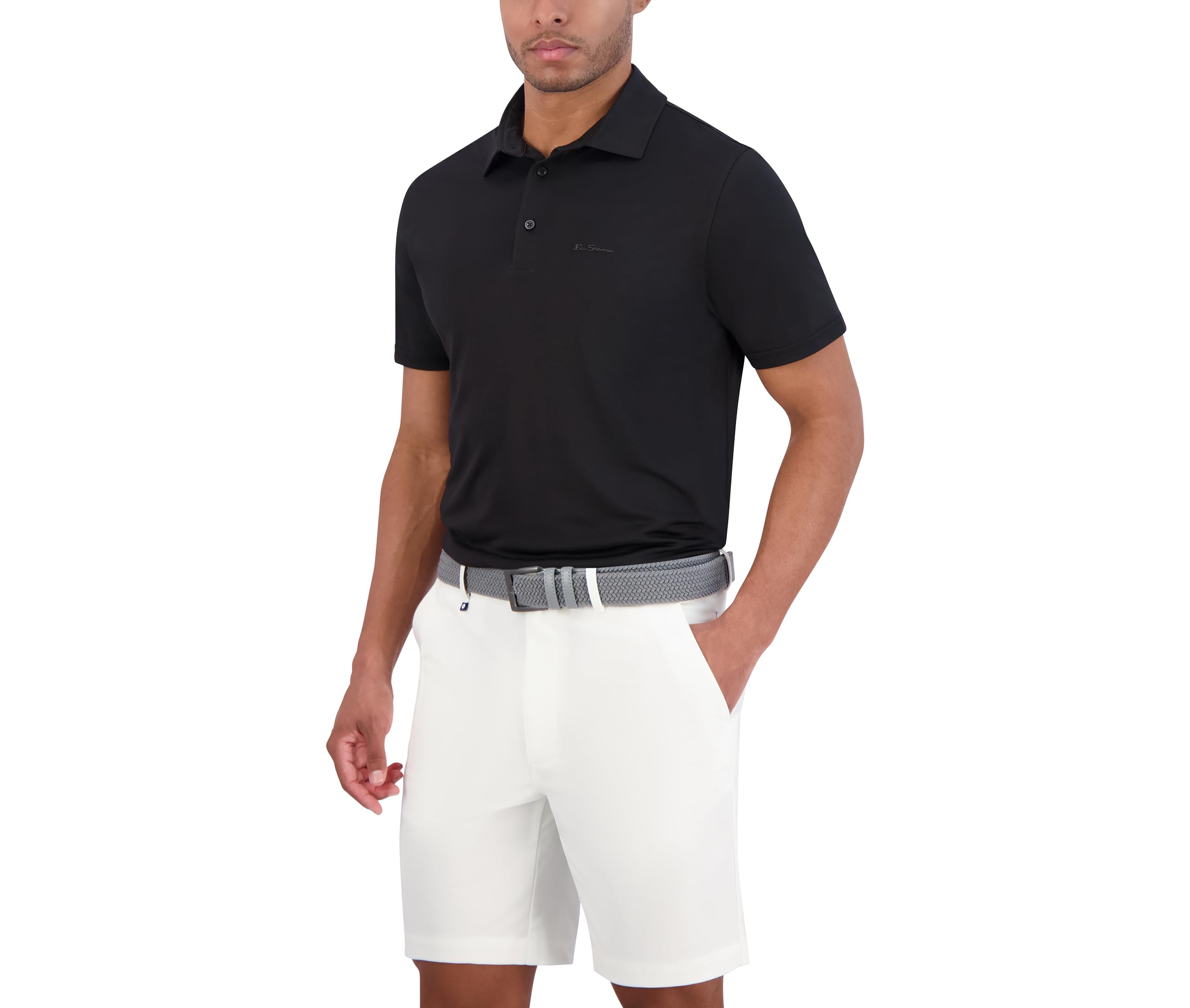 Ben Sherman Men's Solid Air Pique Short Sleeve Sports Fit Polo Shirt - Casual & Athletic Wear for Golf, Tennis & Everyday Comfort