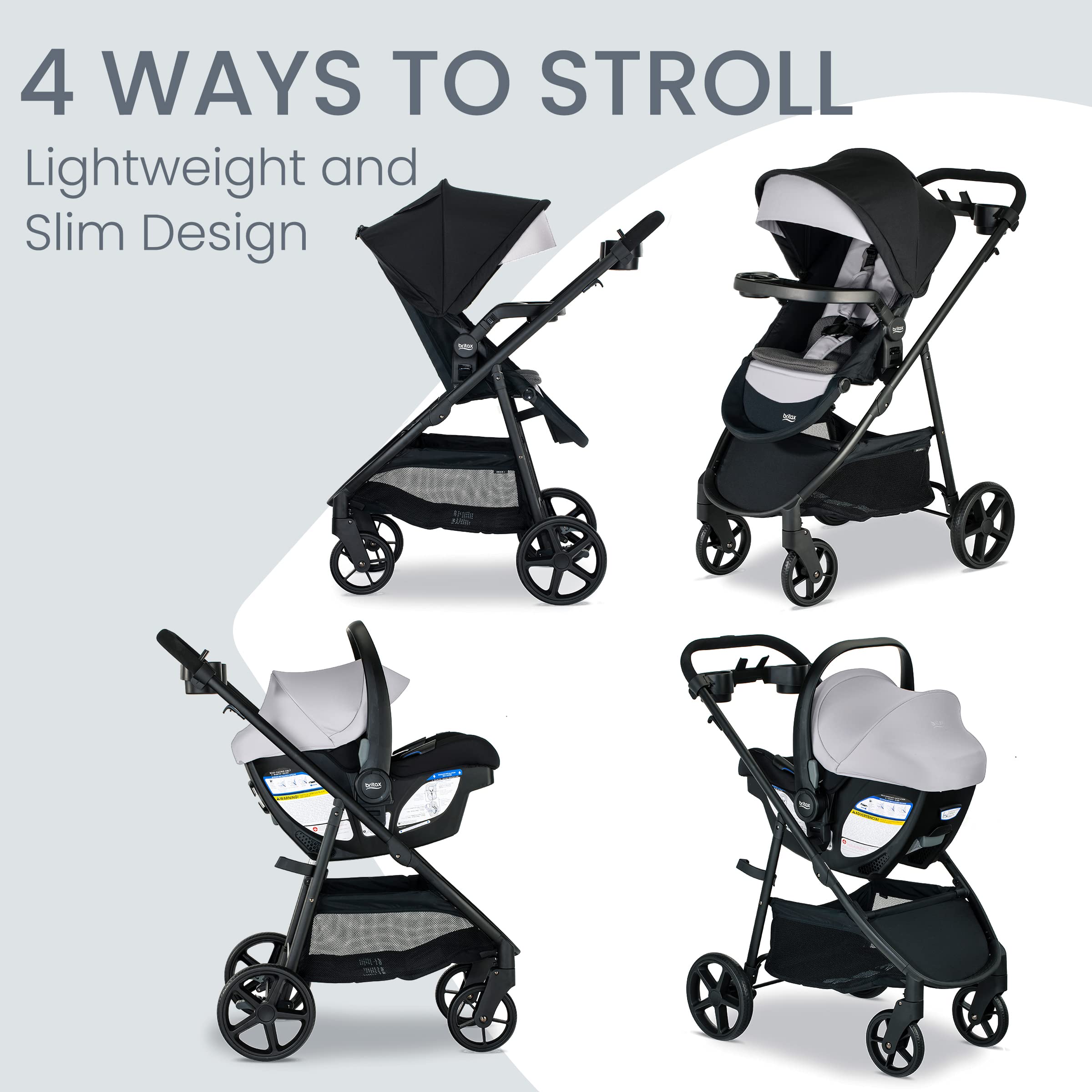 Britax Willow Brook S+ Baby Travel System - Infant Car Seat & Stroller Combo with Alpine Base | ClickTight Technology | SafeWash Insert & Cover | Glacier Onyx | Perfect for Newborns, Shopping & Travel