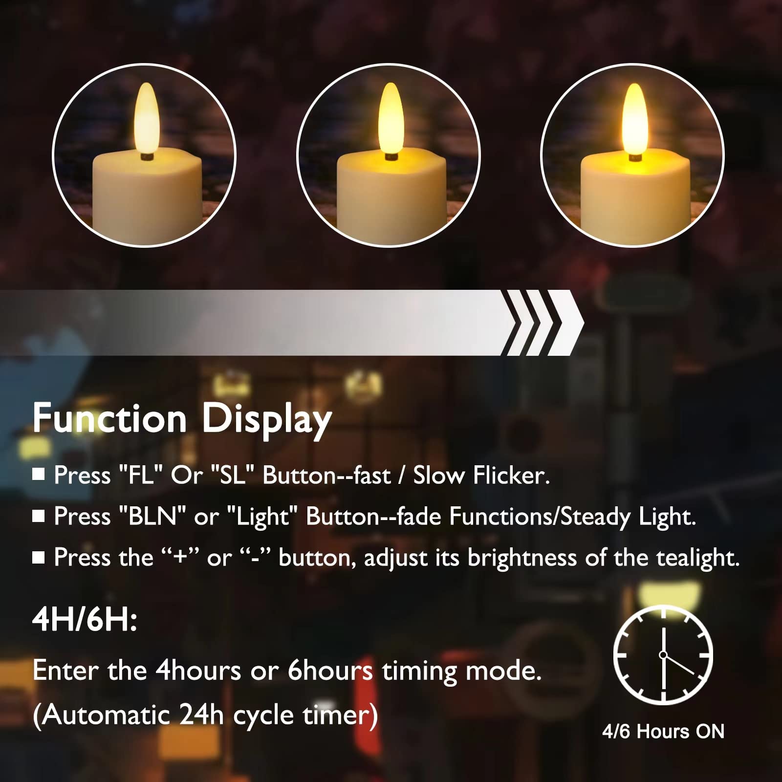ZIYOODOLI 6-Pack USB Rechargeable LED Candles with Remote Control, Timer & Flickering Flame - Warm White Light, Dimmable Electric Candles for Christmas, Halloween, Home Decor, Parties & Romantic Dinners