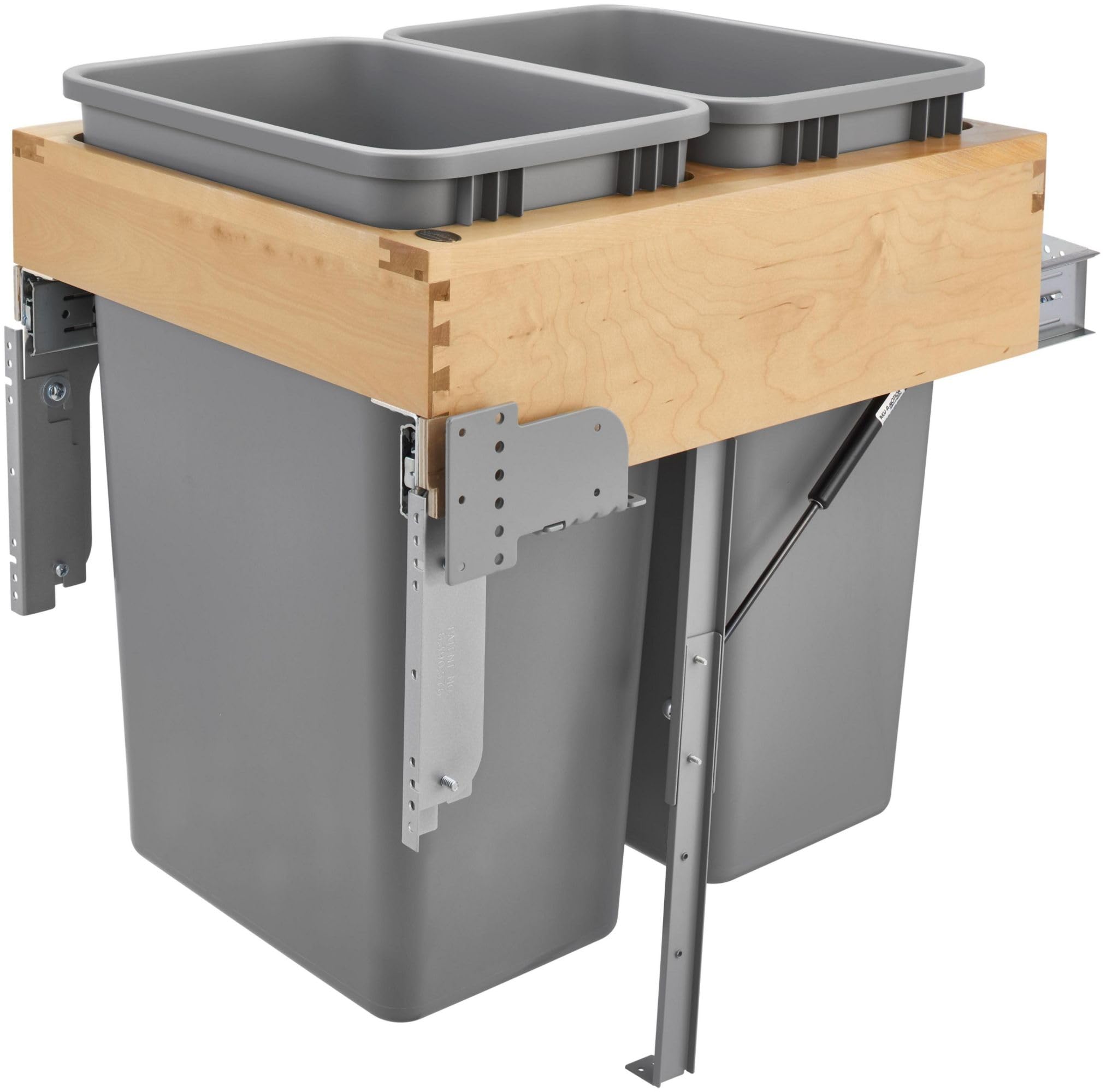 50 Quart Double Trash Pullout Organizer - Wooden Kitchen Waste Bin for Under Sink Cabinet Storage | Perfect for Home, Office & RV Use