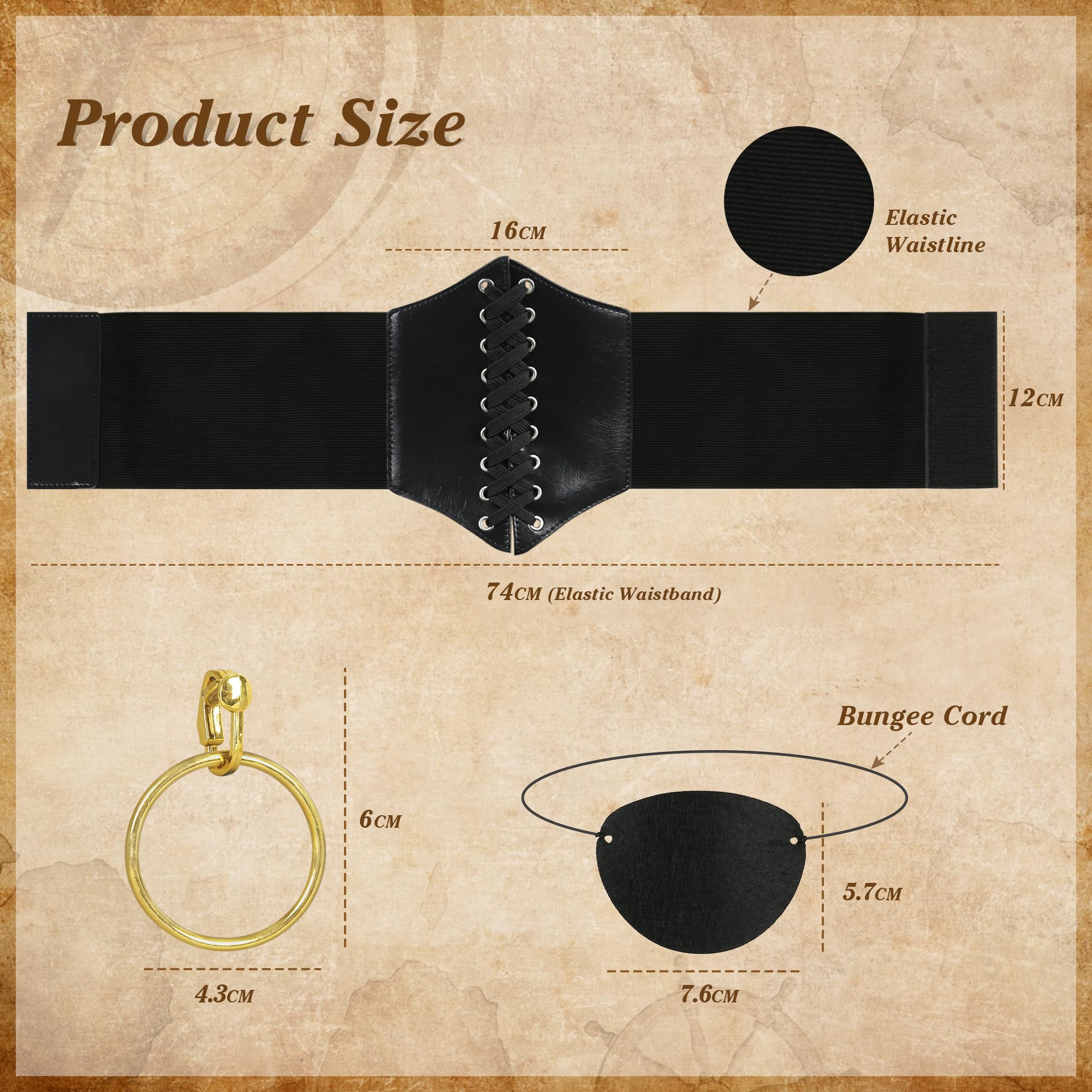 Pirate Costume for Women - Renaissance Blouse, Belt & Headscarf Set | Halloween, Cosplay & Renaissance Fair Outfit