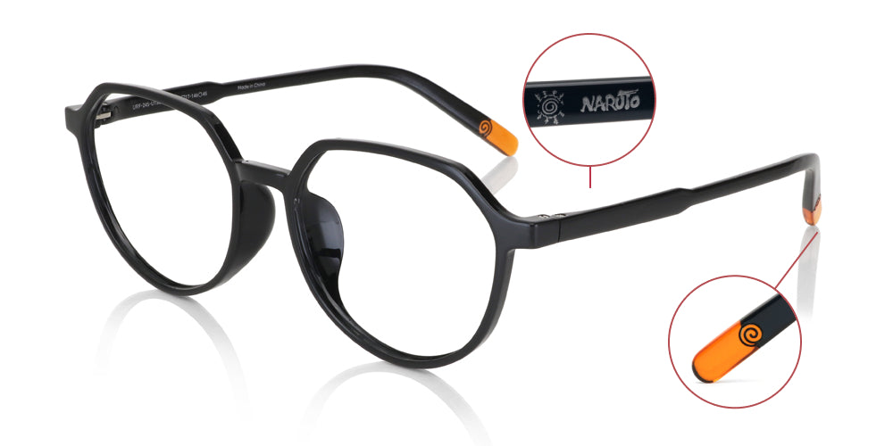 JINS x NARUTO Anime Naruto Model 2 Black Eyeglasses - Perfect for Cosplay, Anime Conventions & Daily Wear