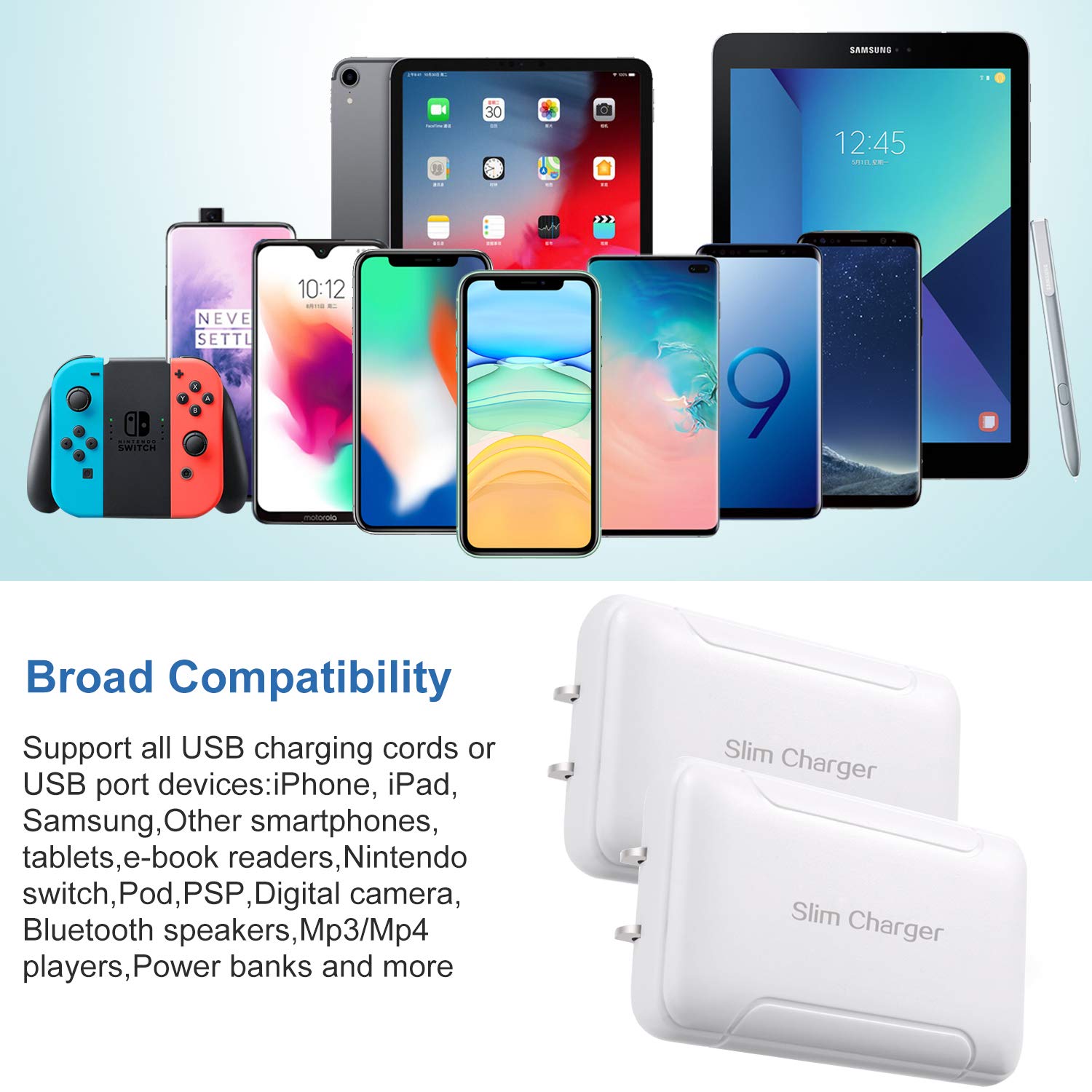 Pofesun Dual Port USB Wall Charger - Fast Charging Power Adapter with Foldable Plug for iPhone 16/15/14/13/12/11 Pro Max, Samsung Galaxy S25/S24/Note 20, LG - Compact & Slim Design for Home, Office, Travel Charging Needs