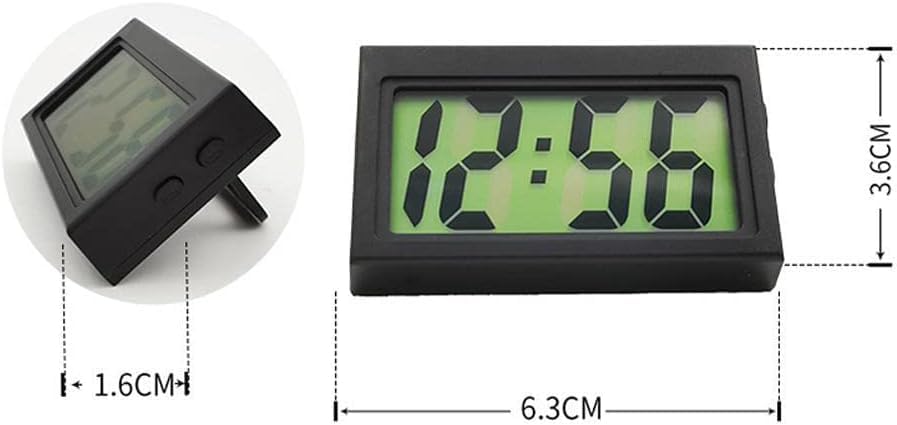 Black Mini Car Clock - Digital Dashboard Clock with Self-Adhesive Bracket for Cars, Trucks & Motorcycles | Compact Auto Accessory for Easy Time Tracking While Driving