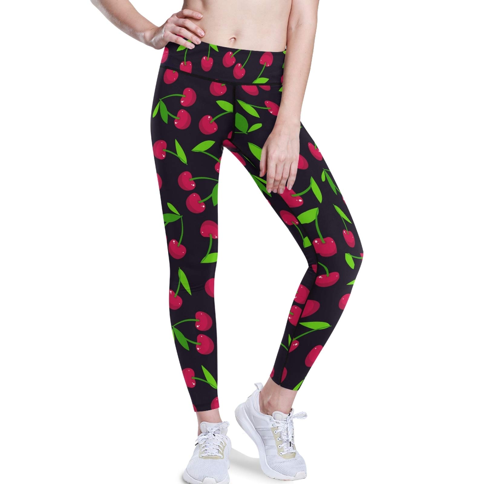 Red Cherries Yoga Pants - High Waist Tummy Control Leggings for Workout & Running