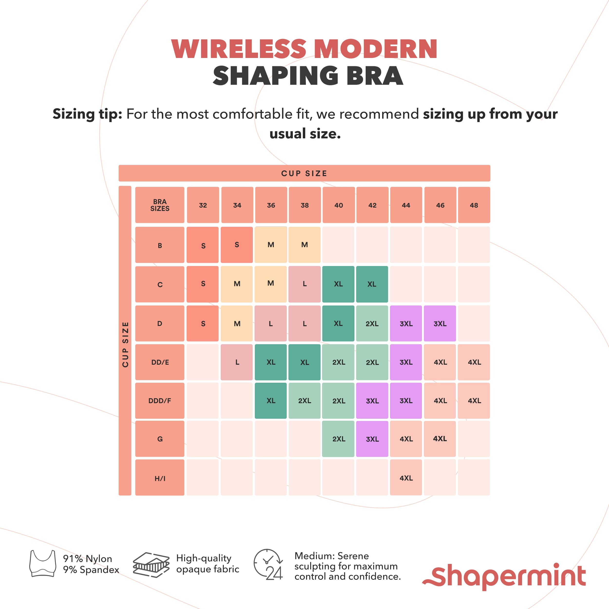 Shapermint Women's Supportive Wireless Bras - Full Coverage Comfortable Bras for Everyday Wear with Lift & Support | Perfect for Work, Yoga & Relaxation