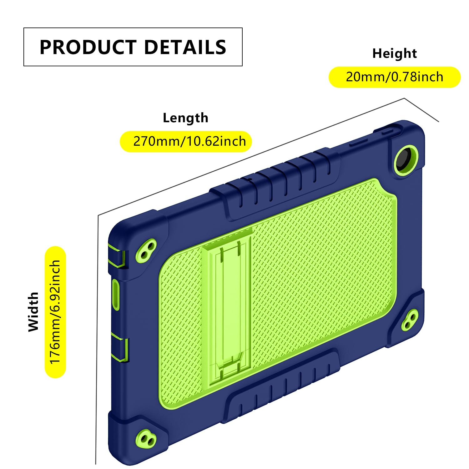 Shockproof Rugged Hybrid Case with Built-in Kickstand for Walmart Onn 11 Tablet Pro (11 Inch) - Navy/Green - Perfect for Kids, Travel & Home Use (Model:100110027, 2023 Version)