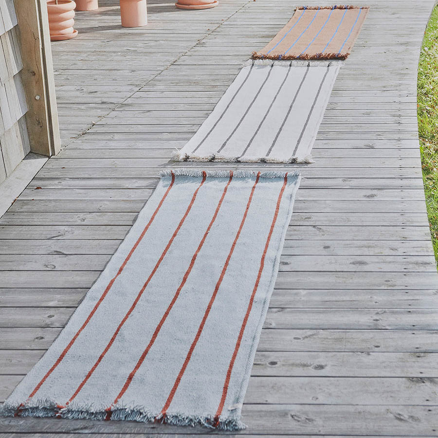 OYOY Lina Recycled Runner Rug - Eco-Friendly Dusty Blue Hallway Carpet (220x62cm) - Perfect for Entryways, Bedrooms & Sustainable Home Decor