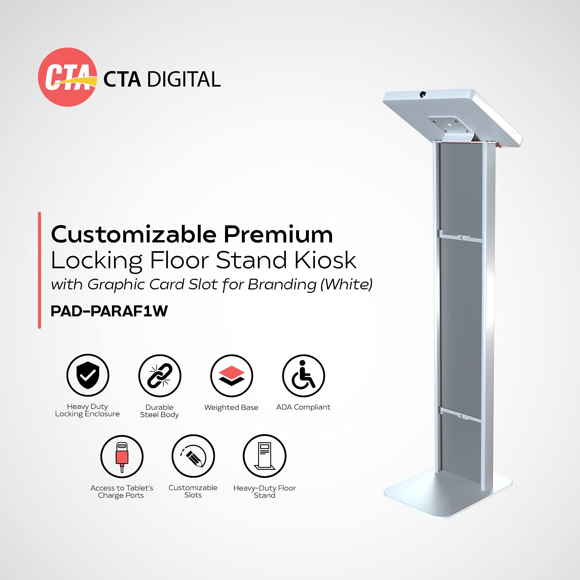 Premium Customizable Locking Floor Stand Kiosk for iPad 10th Gen 10.9