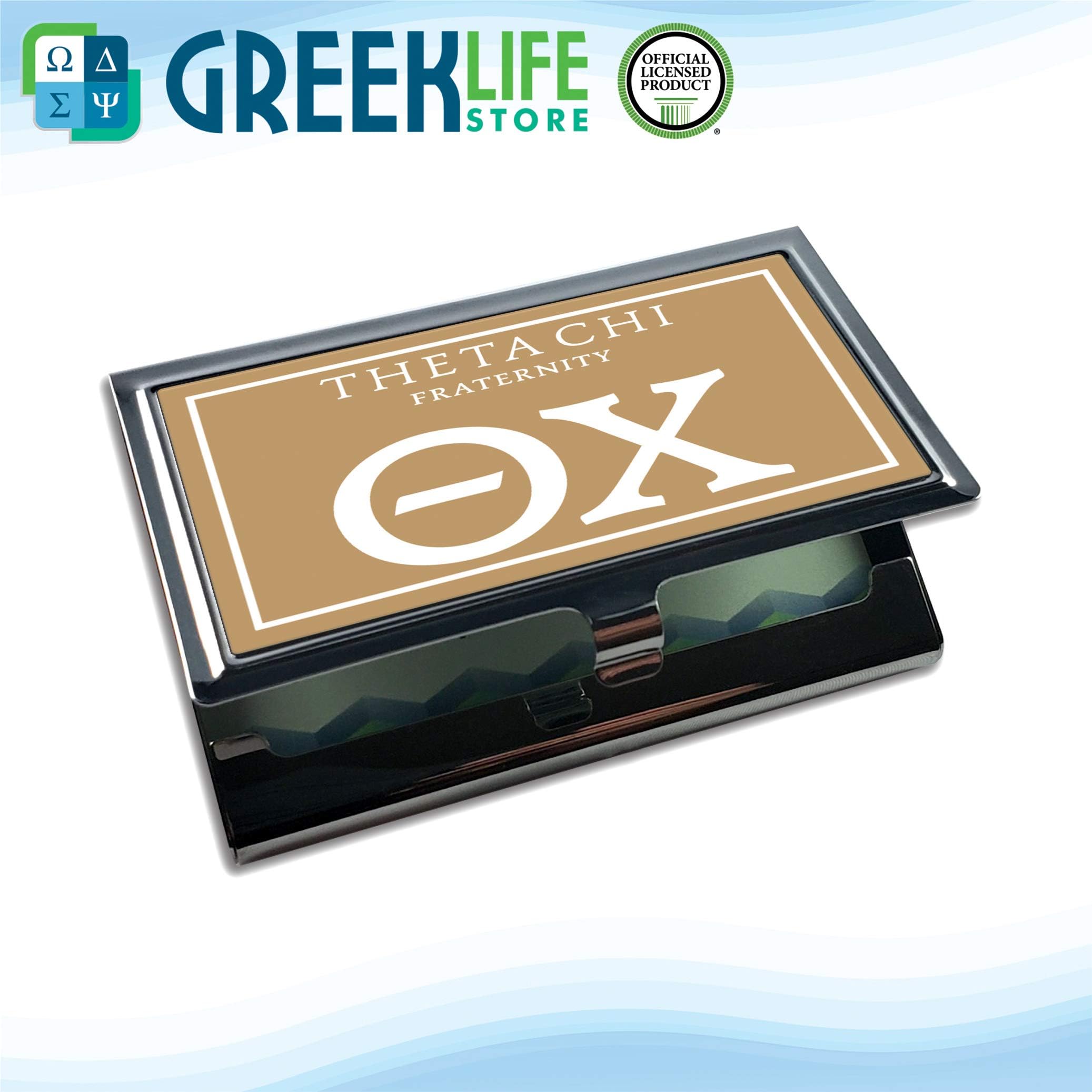 Theta Chi Business Card Holder - Stainless Steel Card Case for Men & Women - Perfect for Office, Networking Events & Professional Meetings