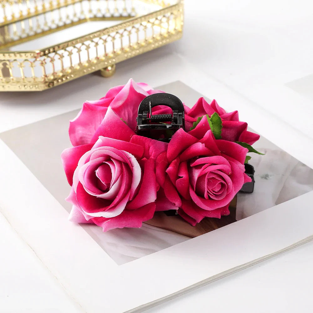 Haimeikang Large Flower Hair Clips for Women - Thick Hair Barrettes, Crab Claw Hairpins, Summer Fashion Hair Accessories for Weddings, Parties, and Everyday Wear