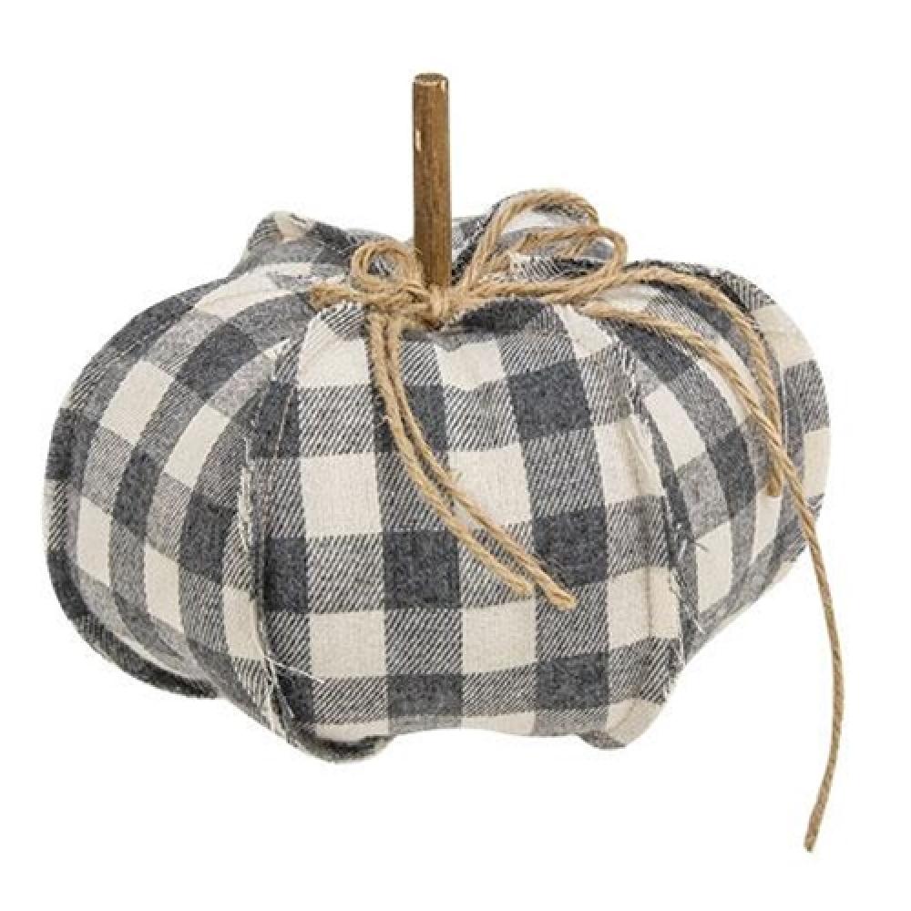 6.5 Inch Gray Checkered Stuffed Pumpkin Plush Toy - Perfect for Halloween Decorations, Fall Home Decor, and Cozy Gift Ideas