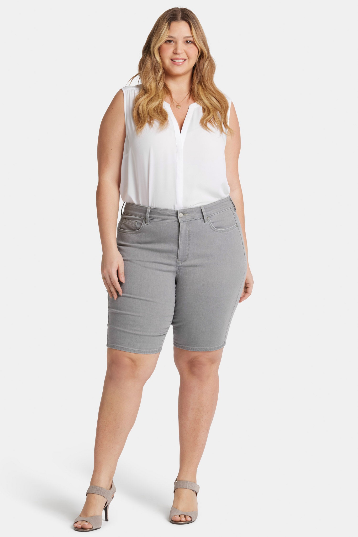 Briella 11 Inch Denim Shorts for Women - Plus Size High Waisted Stretch Shorts with Pockets | Perfect for Summer, Casual Wear & Vacation Outfits