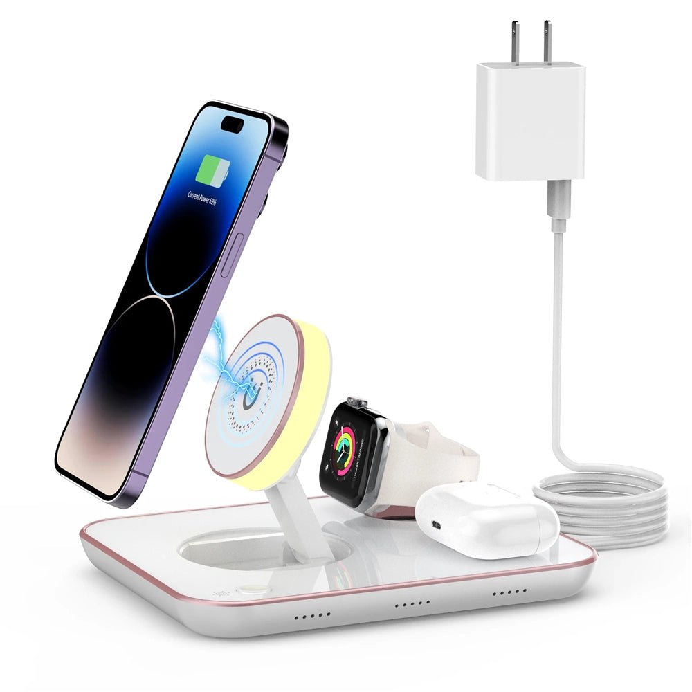 LuminHub ArcStation MagSafe 4-in-1 Wireless Charger for iPhone 15/14/13, Apple Watch, AirPods - Fast Charging Stand for Home, Office & Nightstand
