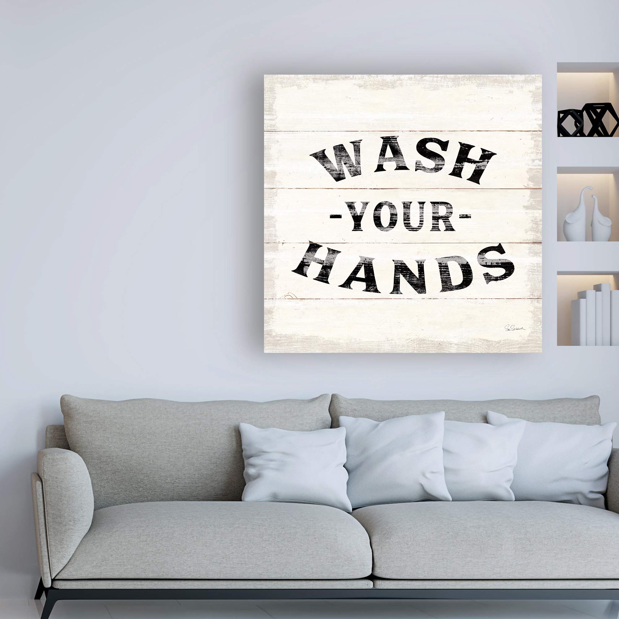 Sue Schlabach Shiplap Bath IV Fine Art Print - 18x18 Inch Wall Decor for Bathroom, Living Room & Bedroom