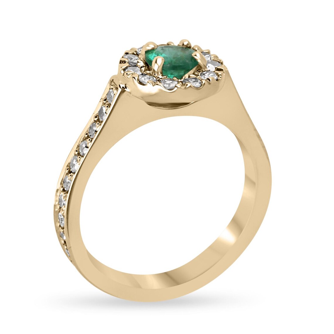 0.75 Carat Round Emerald Cut Diamond Halo Engagement Ring for Women - Elegant Wedding, Proposal & Anniversary Jewelry Gift