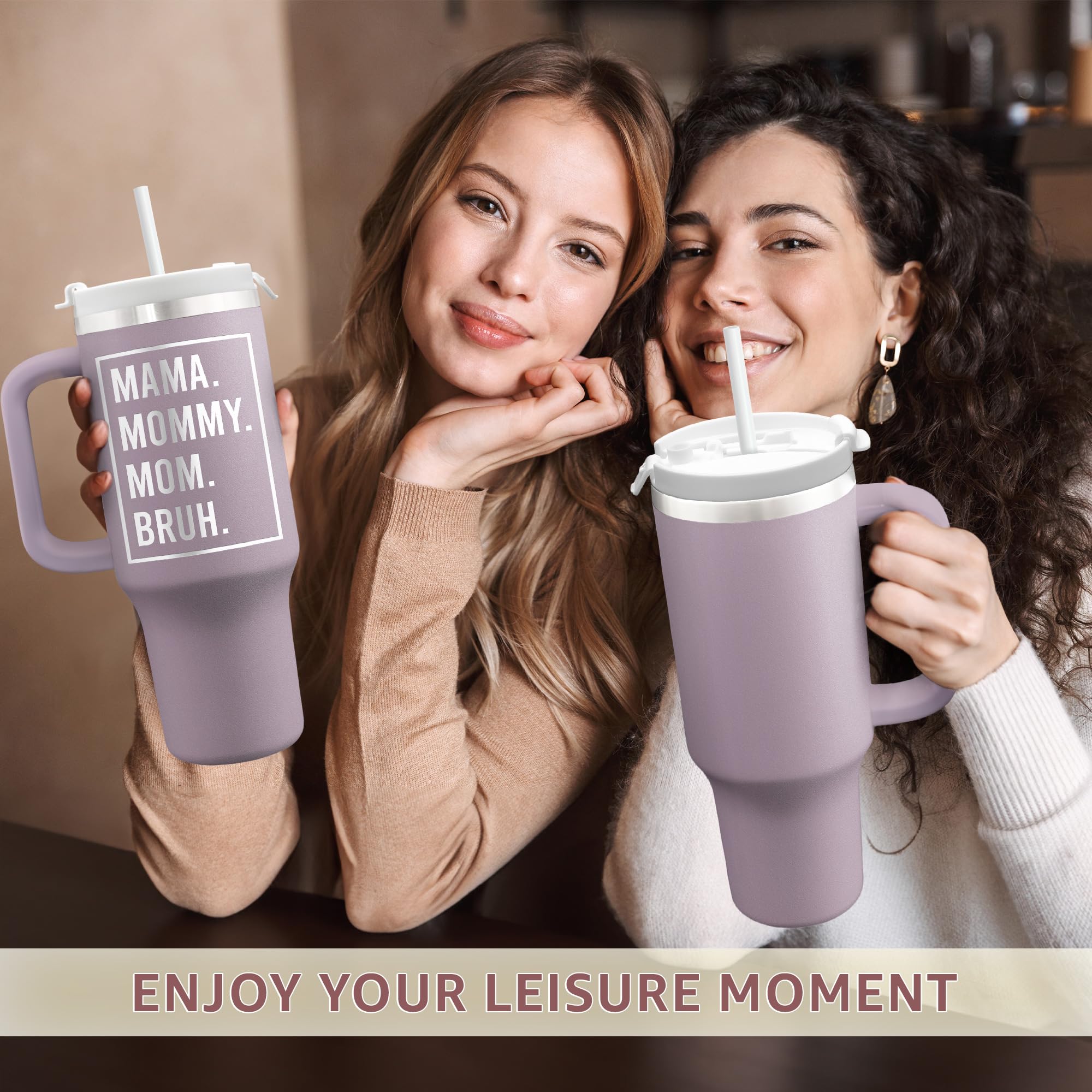 **40oz Insulated Tumbler with Handle & Straw Lid - Best Gift for Mom, Wife, Grandma, Sister - Birthday, Christmas, Mother's Day Present - Leak-Proof Travel Mug for Coffee, Tea & Cold Drinks - Perfect for Work, Gym & Road Trips**