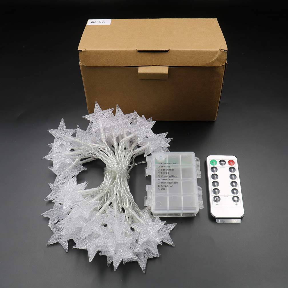 50 LED Waterproof Star String Lights - 16.4ft Battery Operated Fairy Lights for Outdoor & Indoor Use - Perfect for Christmas Trees, Weddings, Halloween, Camping, Birthday Parties & Home Decor