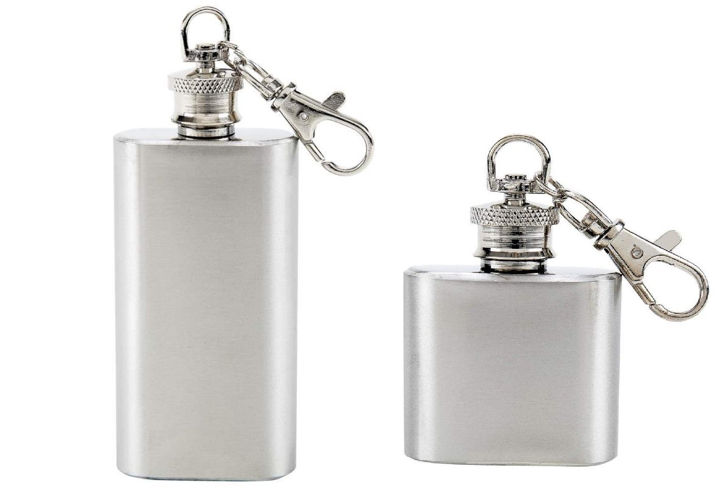 Premium Stainless Steel Keychain Flask - Brushed & Polished Finish (2 Sizes) - Perfect for Outdoor Adventures, Travel & Discreet Alcohol Storage