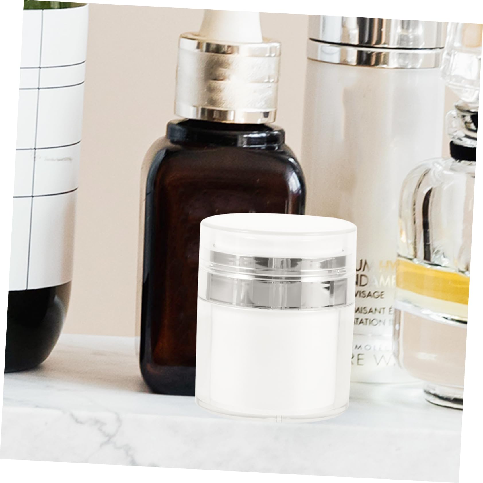 Minkissy 2-Pack 50ML Refillable Airless Pump Bottles - Vacuum Press Face Cream Jars for Lotion, Foundation & Cosmetics | Travel-Friendly Leak-Proof Makeup Containers | Perfect for Skincare, Makeup Storage & Travel Essentials