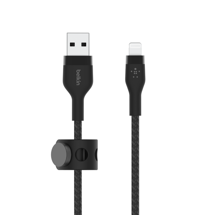 Belkin Pro Flex USB A to Lightning Cable 1M (3.3ft) - Durable Fast Charging & Sync Cable for iPhone/iPad - Black | Perfect for Home, Office & Travel Charging