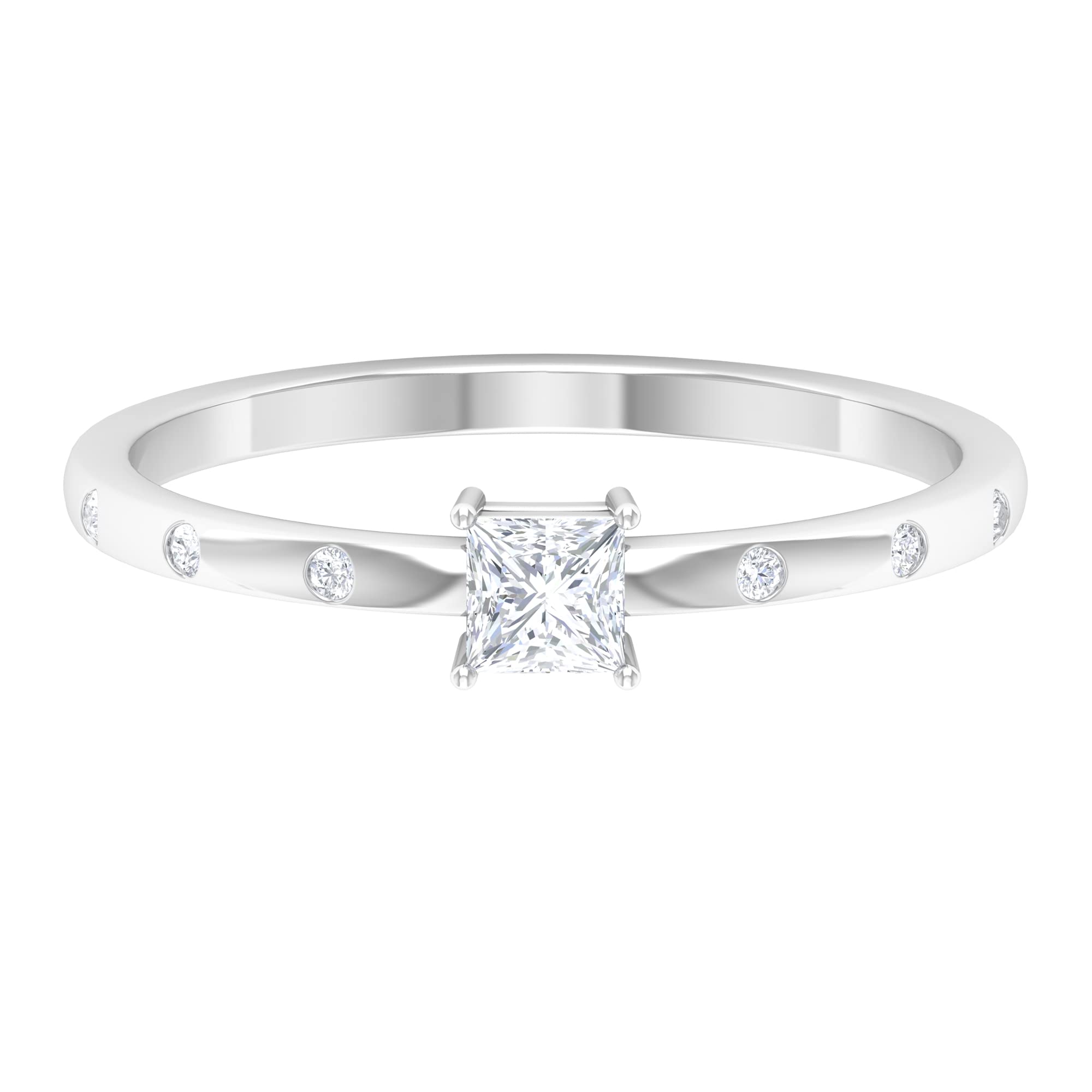 1/4 CT Natural Diamond Promise Ring for Women - April Birthstone Ring with Side Stones in 14K Solid Gold | Elegant Jewelry for Engagement, Anniversary & Special Occasions