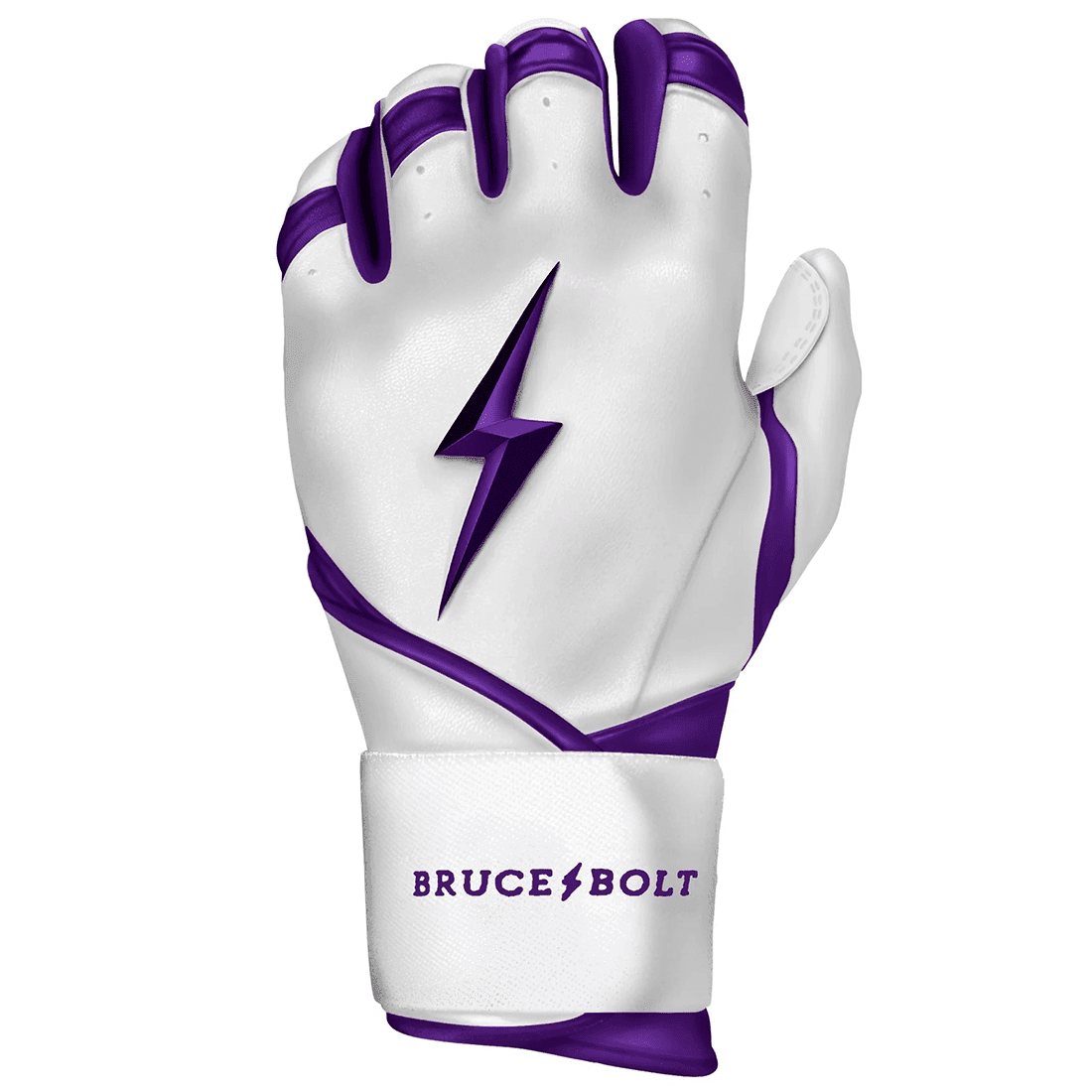 Bruce Bolt Premium Pro Chrome Series Long Cuff Batting Gloves - Purple Baseball Gloves for Hitting & Training | Perfect for Baseball, Softball & Batting Practice