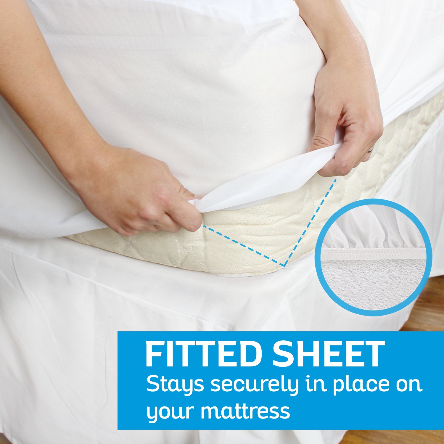 Waterproof Mattress Protector Twin Size - Fitted Machine Washable Bed Sheet - Vinyl-Free Bedwetting Cover for Kids, Adults & Elderly - Ideal for Allergy Relief, Hospital Beds & Guest Rooms (1, Twin)