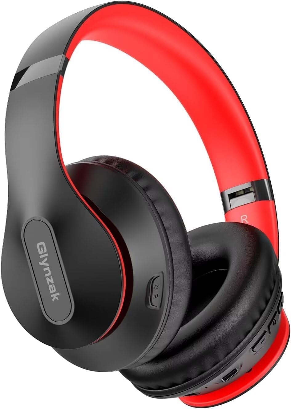Wireless Bluetooth Headphones Over Ear - 65H Playtime HiFi Stereo with Mic & 6EQ Modes - Foldable Bluetooth 5.3 Headset for Travel, Work, Gaming - Compatible with Laptop, Computer, Phone (Black/Red)