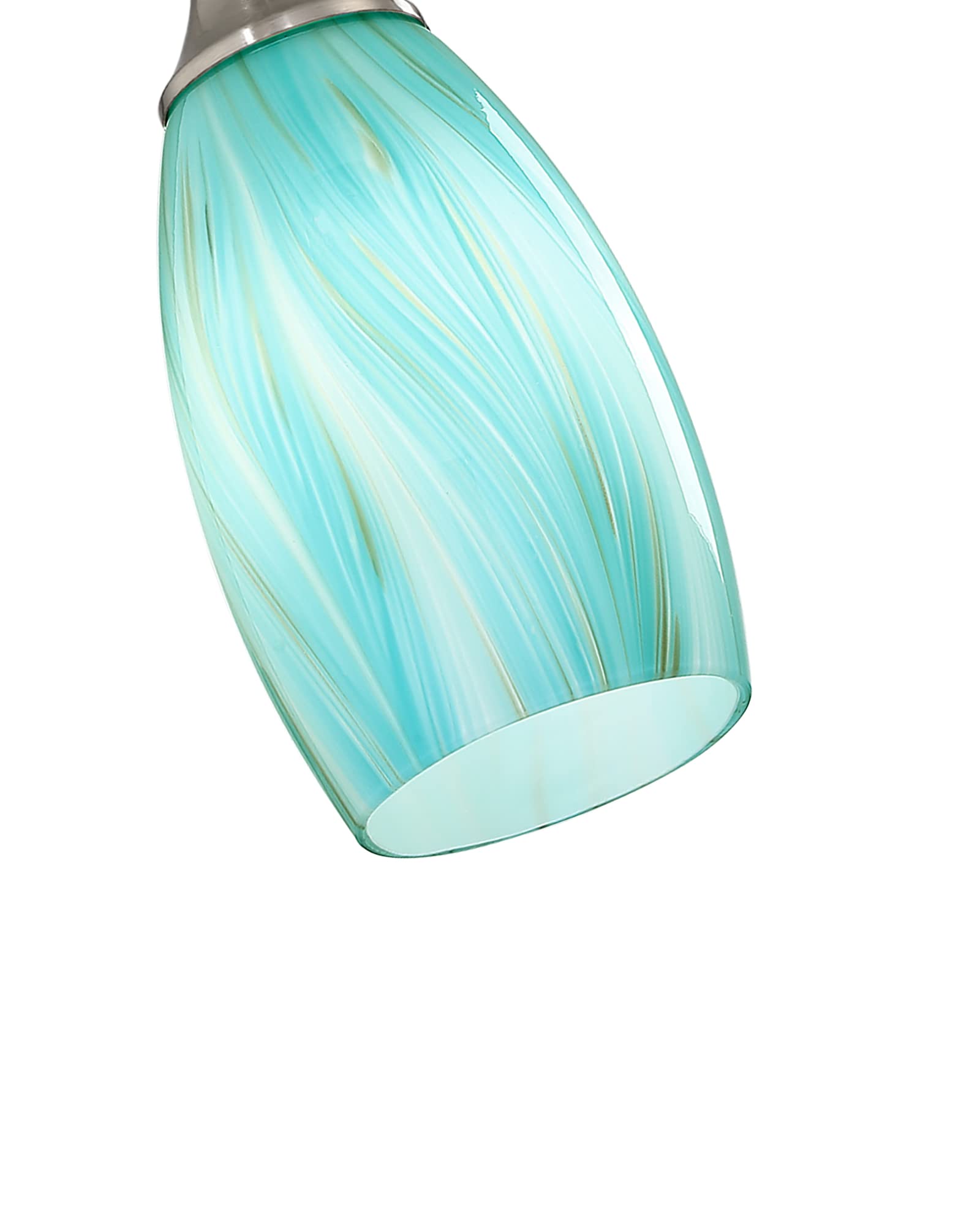 Handcrafted Mini Teal and Gold Art Glass Pendant Lights - 3 Pack Brushed Nickel Adjustable Cord Hanging Lamps for Kitchen Island, Coffee Bar & Dining Room - Elegant Ceiling Lighting for Modern Home Decor