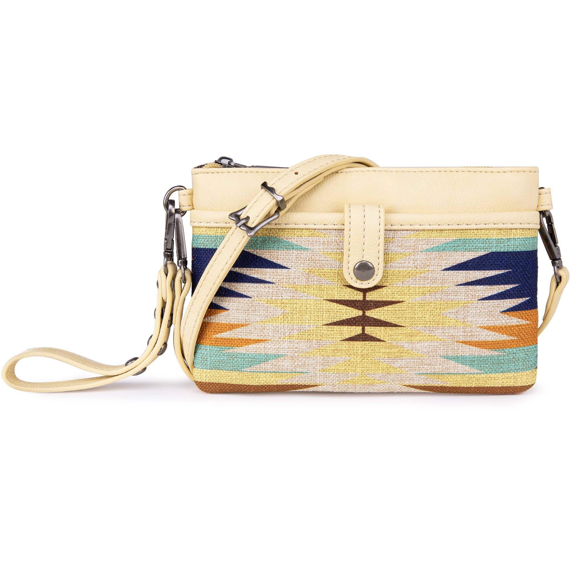 Wrangler Western Cowhide Crossbody Bags for Women - Genuine Leather Clutch Wristlet Purse with Adjustable Strap - Perfect for Travel, Shopping & Night Out