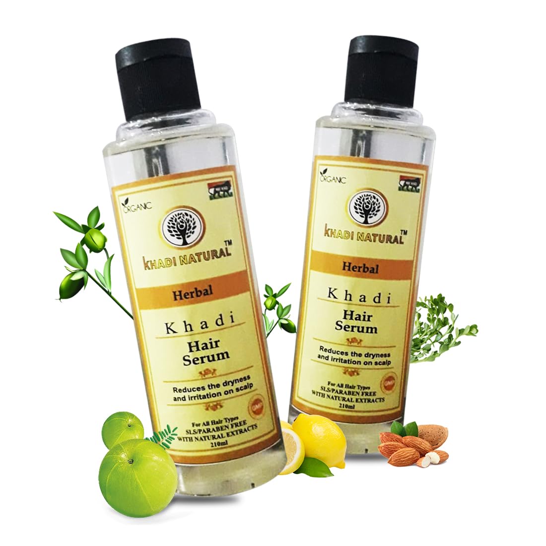 Khadi Natural Herbal Hair Serum for Hair Growth & Repair - 2 Pack | Organic Ayurvedic Treatment for Dry, Damaged Hair | Perfect for Daily Hair Care & Styling