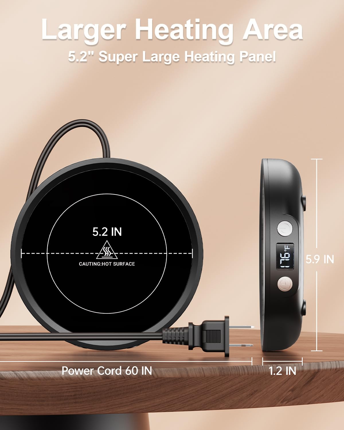 SWEETFULL 36W Mug Warmer with 3-Temperature Settings & 2-12H Timer - Black Coffee Cup Warmer for Desk, Office, Home - Perfect Gift for Coffee Lovers, Women, Men, Mom & Dad - Keep Coffee, Tea, or Hot Chocolate Warm While Working or Relaxing