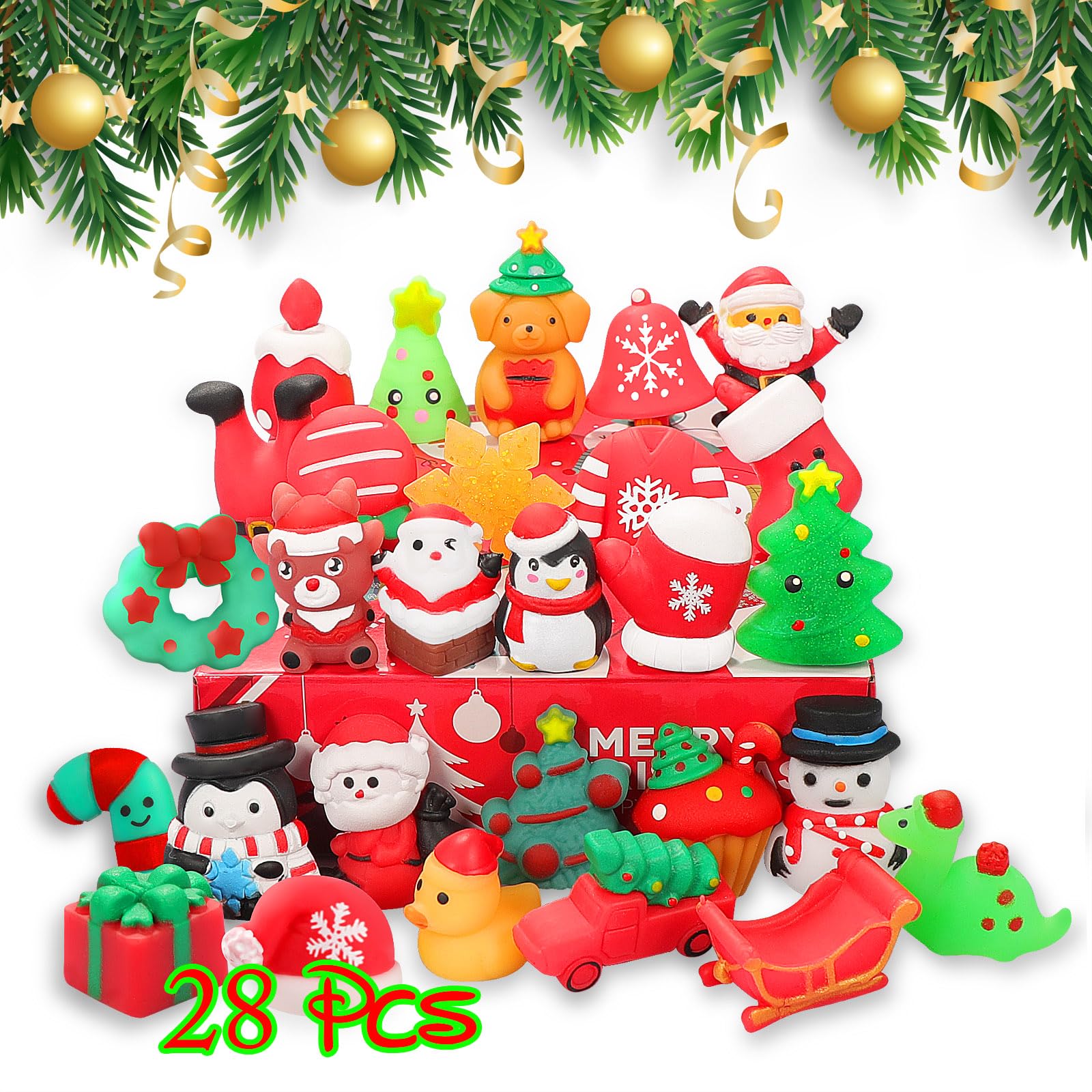 28 Pack Kawaii Cat Squishy Toys - Stress Relief Gifts for Kids Birthday & Party Favors