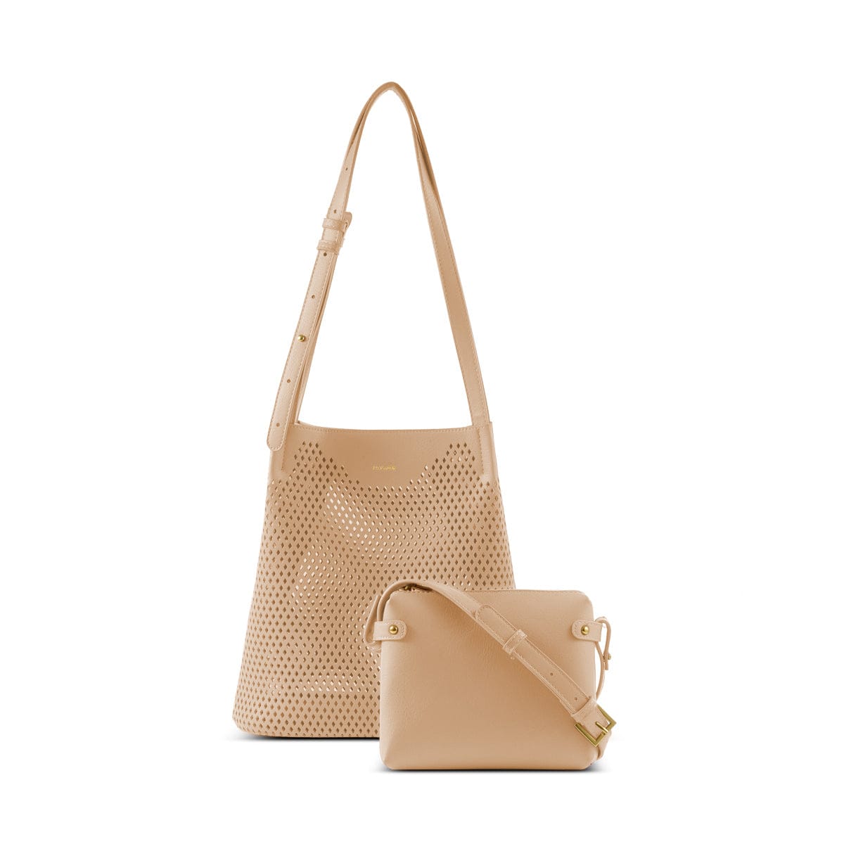 Vegan Leather Shoulder Bag with Diamond Accents | Sand Color | Stylish & Eco-Friendly Crossbody Purse for Women | Perfect for Work, Travel & Everyday Use