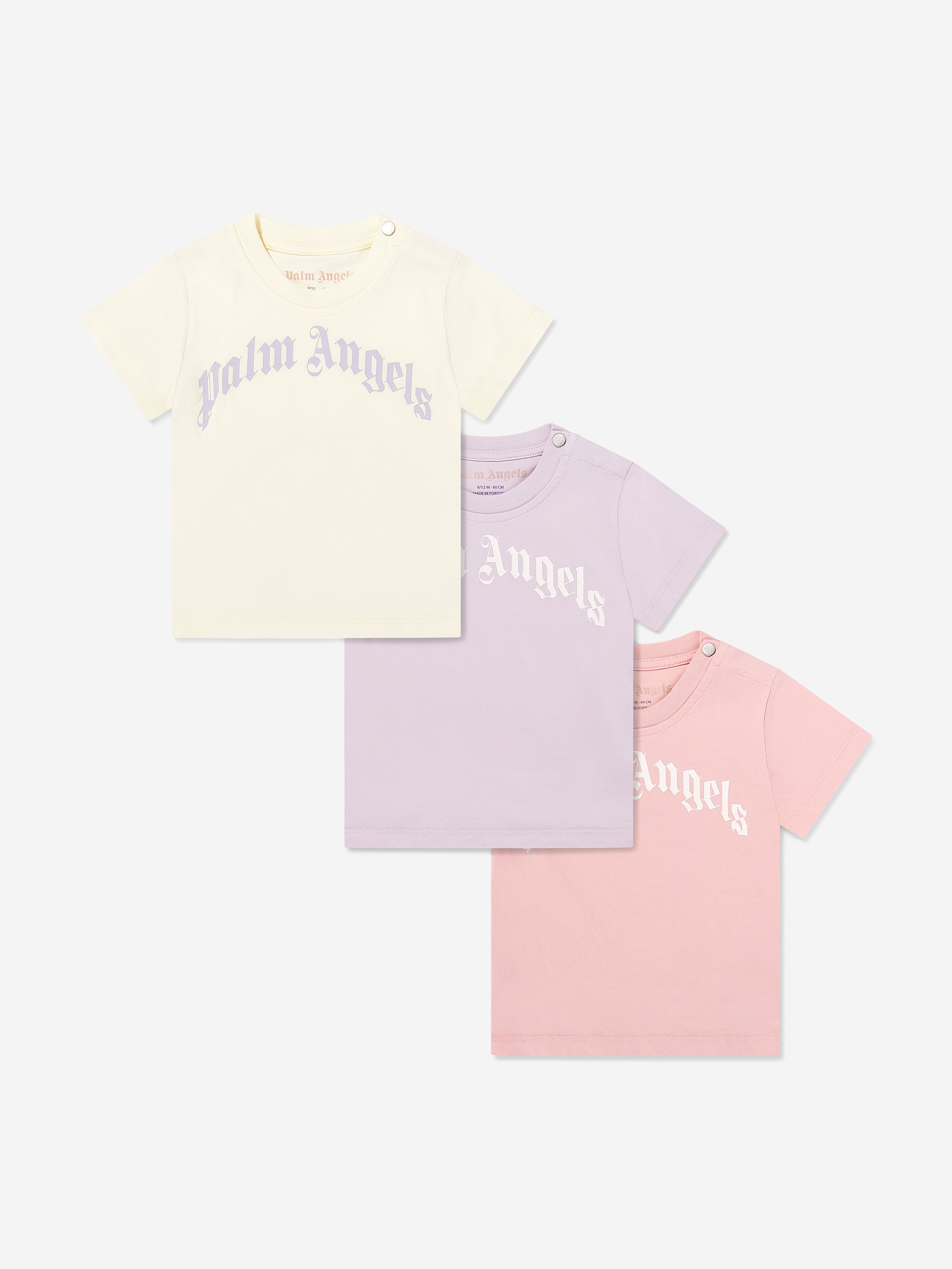 Baby Girls' 3-Pack Curved Logo Graphic T-Shirts - Assorted Colors | Soft & Comfortable Cotton Tees for Playdates, Daycare & Casual Outfits