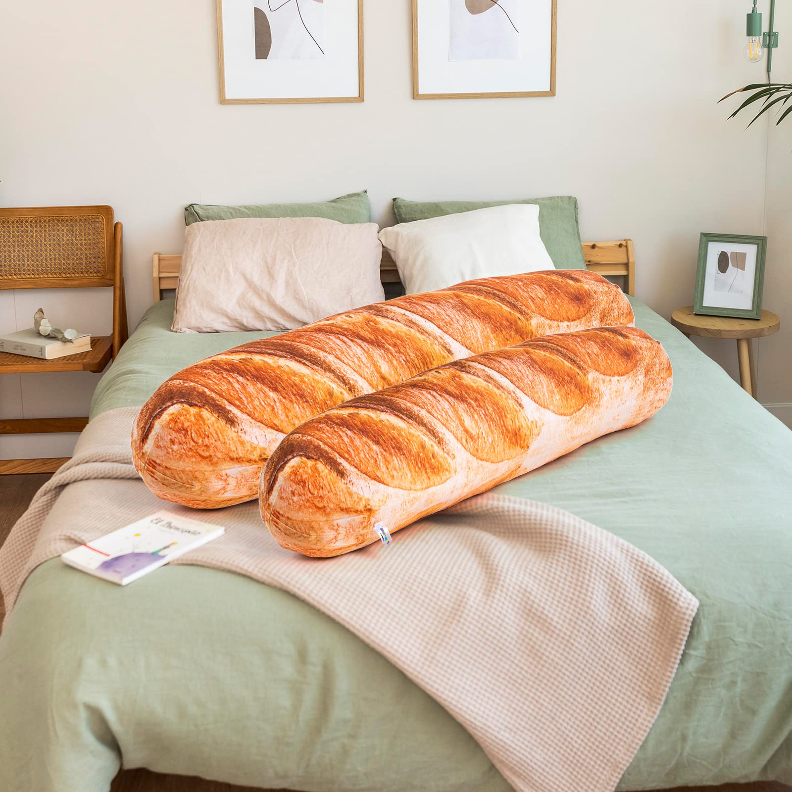 3D Simulation Bread Plush Pillow - Soft Butter Toast Body Pillow, Lumbar Support Cushion, Baguette-Shaped Stuffed Toy Gift for Kids & Adults (44 Inches) - Perfect for Home Decor, Office Comfort & Anime Cosplay