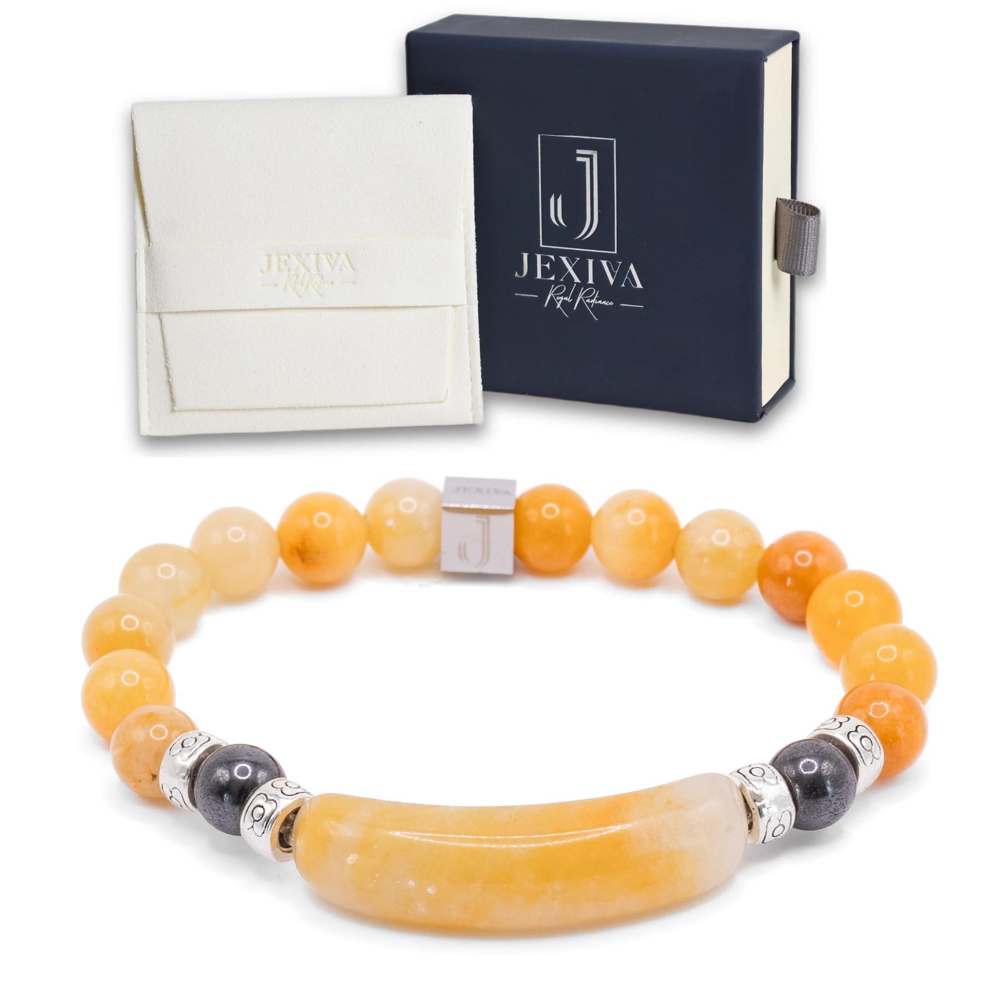 Hematite Stretch Bracelet for Men & Women - 8mm Beads Unisex Yoga Meditation Bracelet - Health & Wellness Jewelry with Luxury Gift Box - Perfect for Stress Relief, Energy Balance, and Spiritual Healing